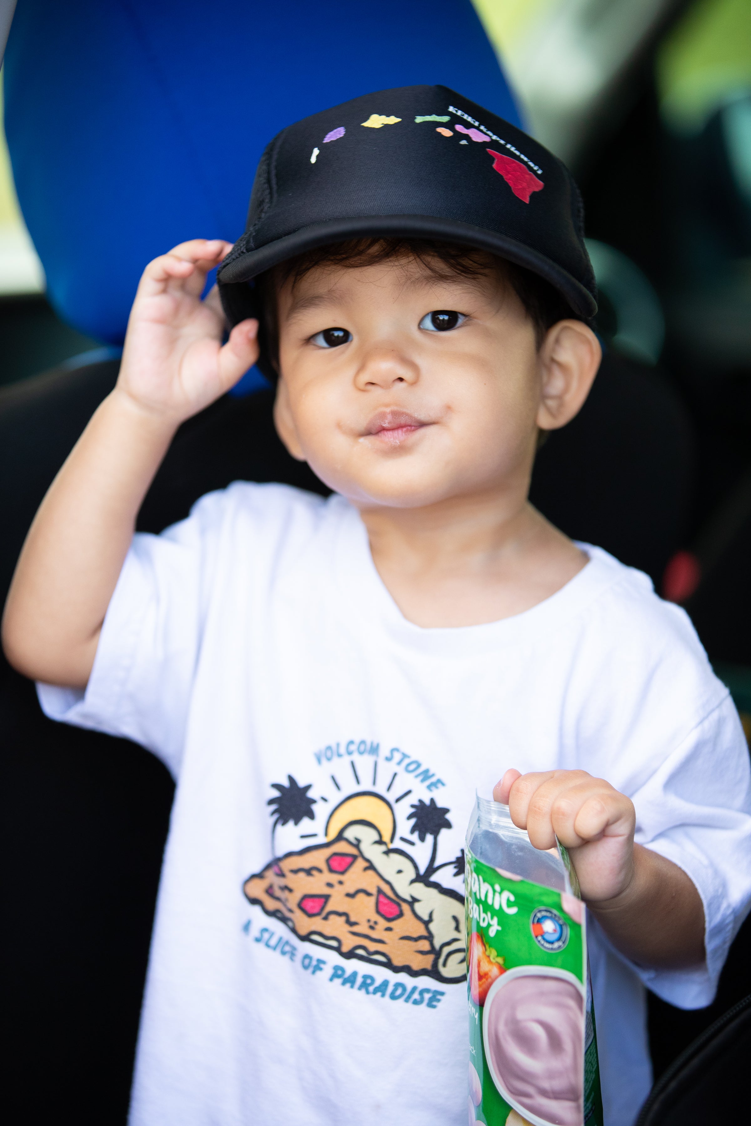 Keiki Black Hawaiian Islands Trucker Pāpale